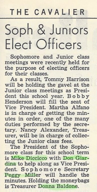 Sophomore Officers 10/29/1964