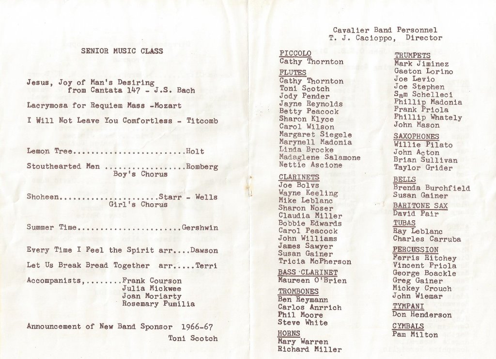 Spring Festival May 1966 Program and Band Members
