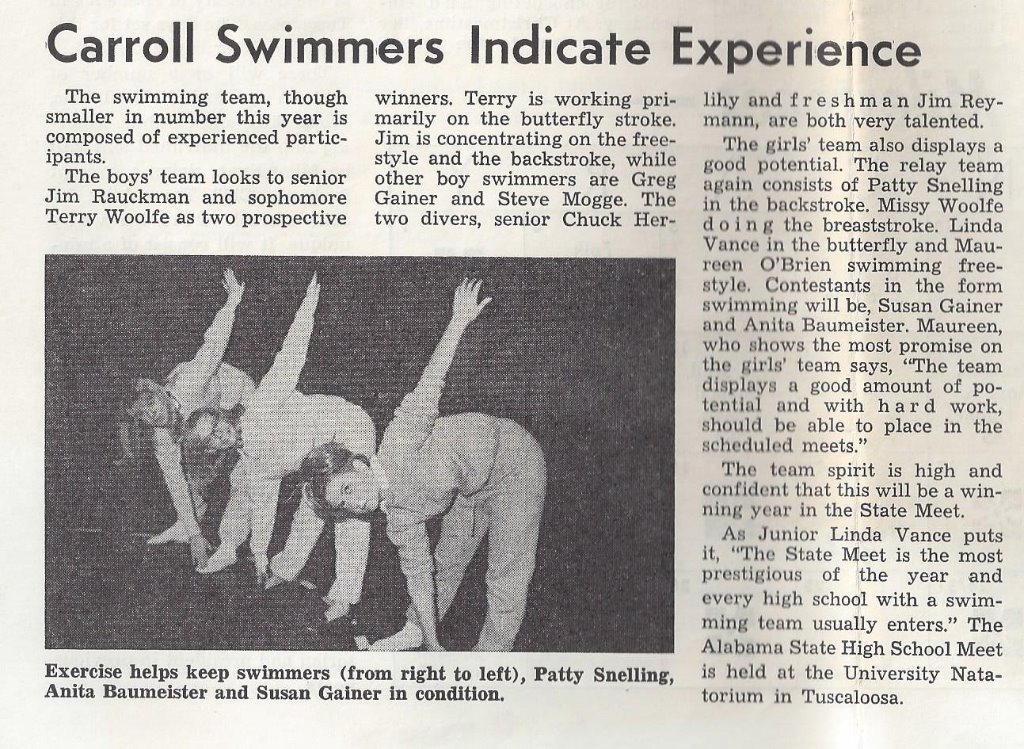 Swimmers 
The Cavalier January 26, 1967