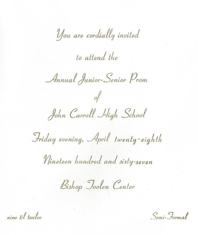 Junior-Senior Prom 1967 Invitation